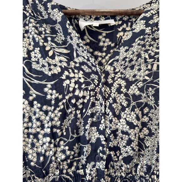 ba&sh Womens 2 Cream Floral Short Sleeve V-Neck Elastic Waist Maia Mini Dress - Picture 6 of 6